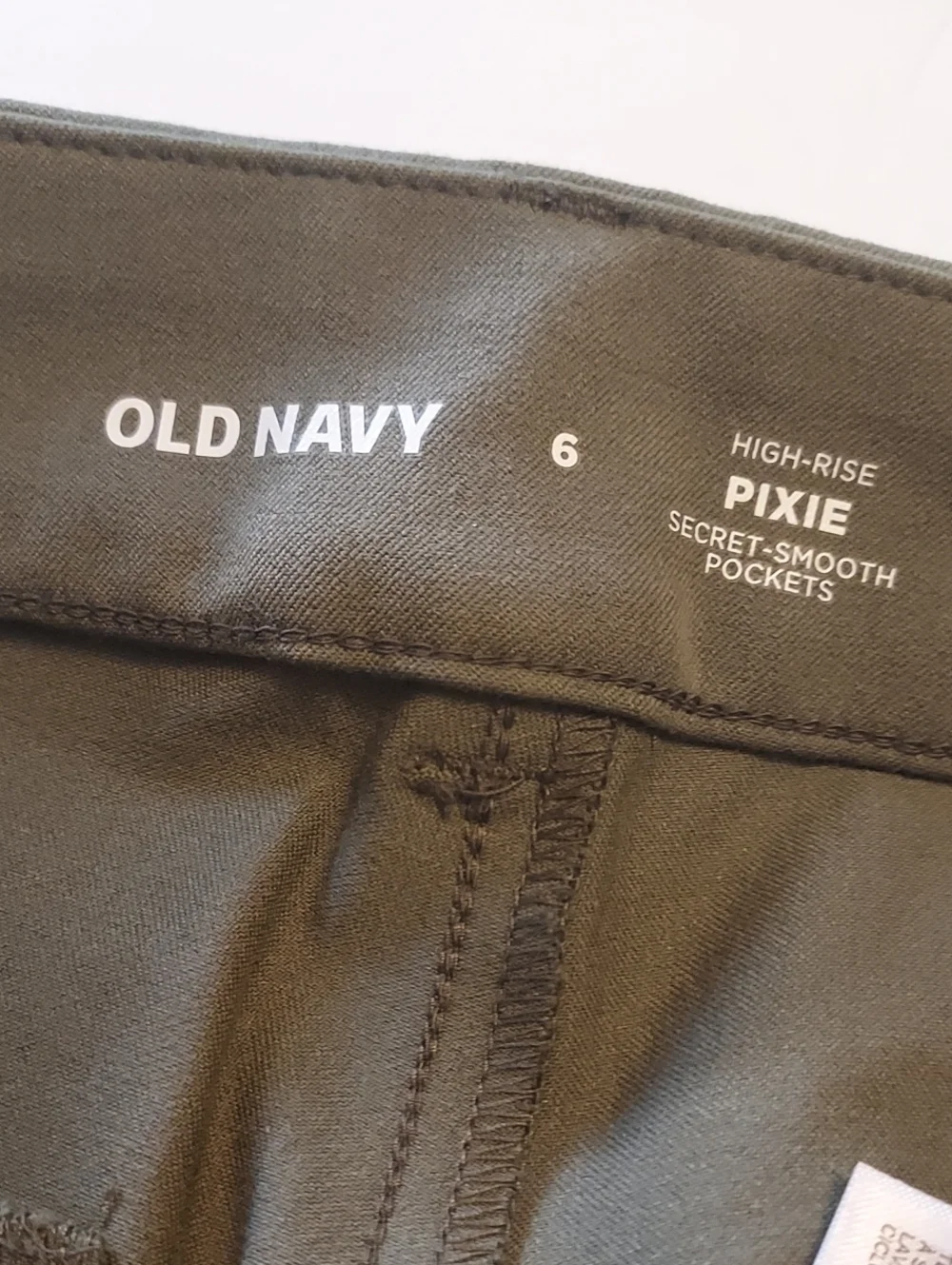 Old Navy Pixie High Rise Pants Olive Green Straight Leg Size 6